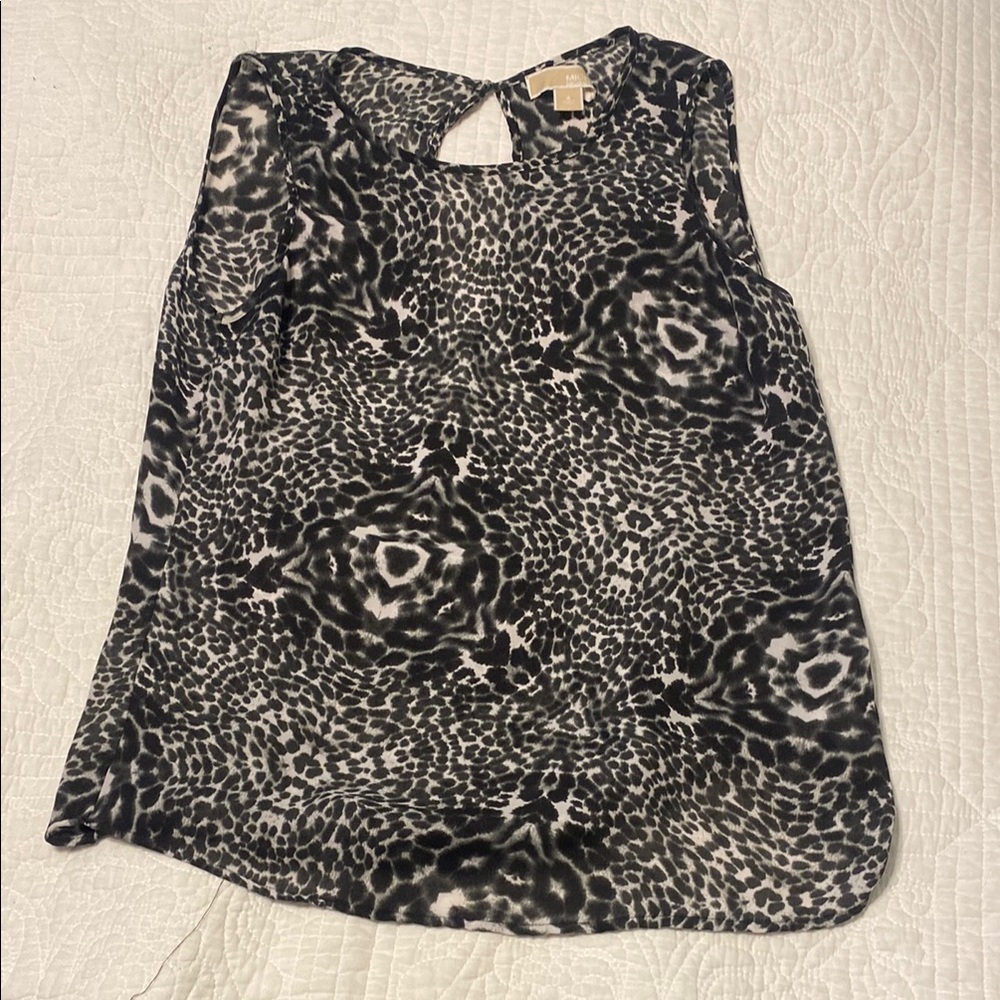 Michael Kors Black and White Cut Out Blouse